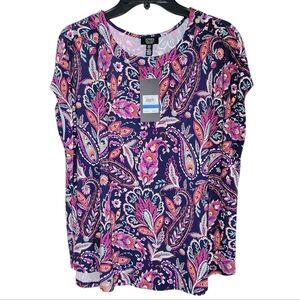 Jones New York Purple and Pink Relaxed Blouse